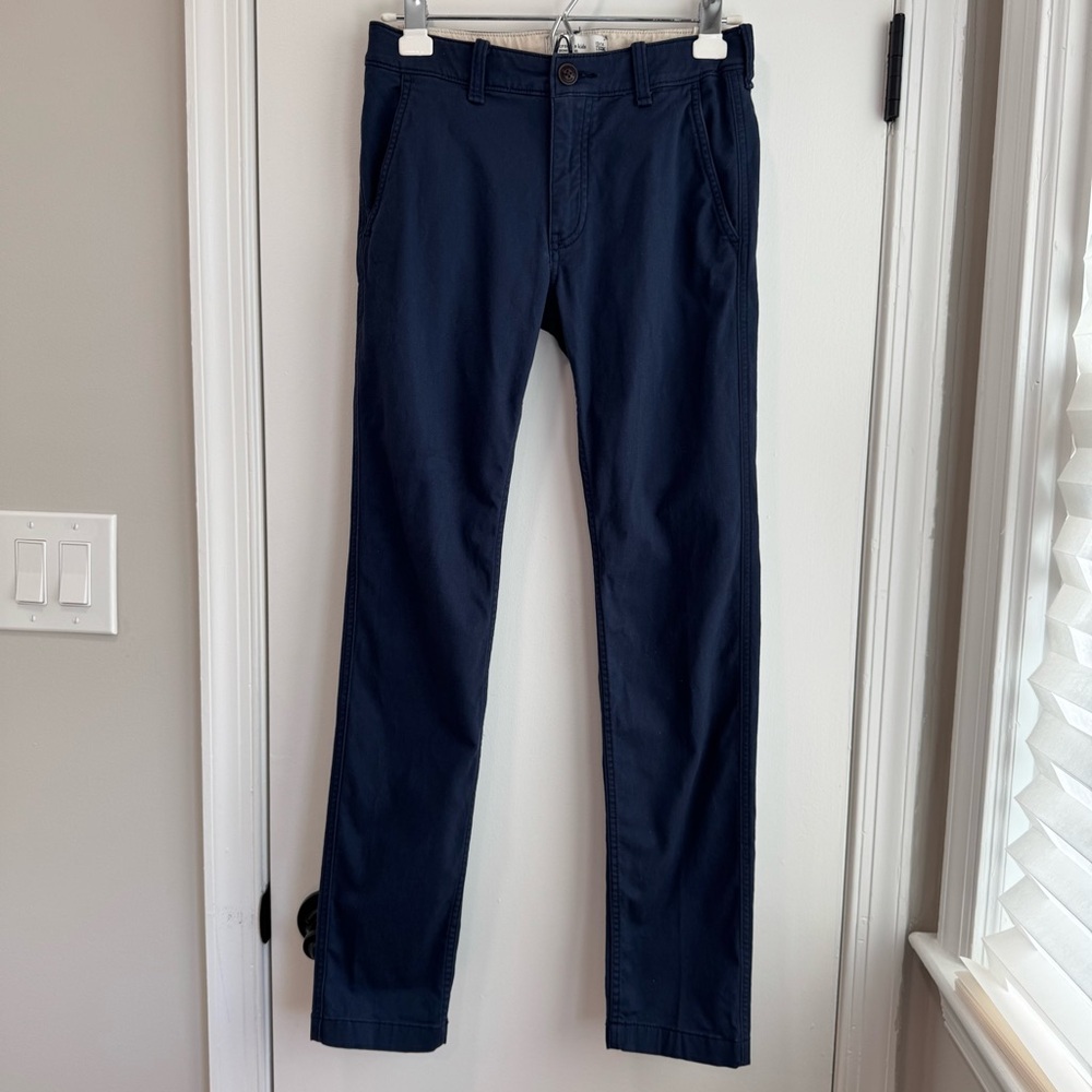 Abercrombie Boys 13/14 Long Navy Skinny Chino Pants, NWT